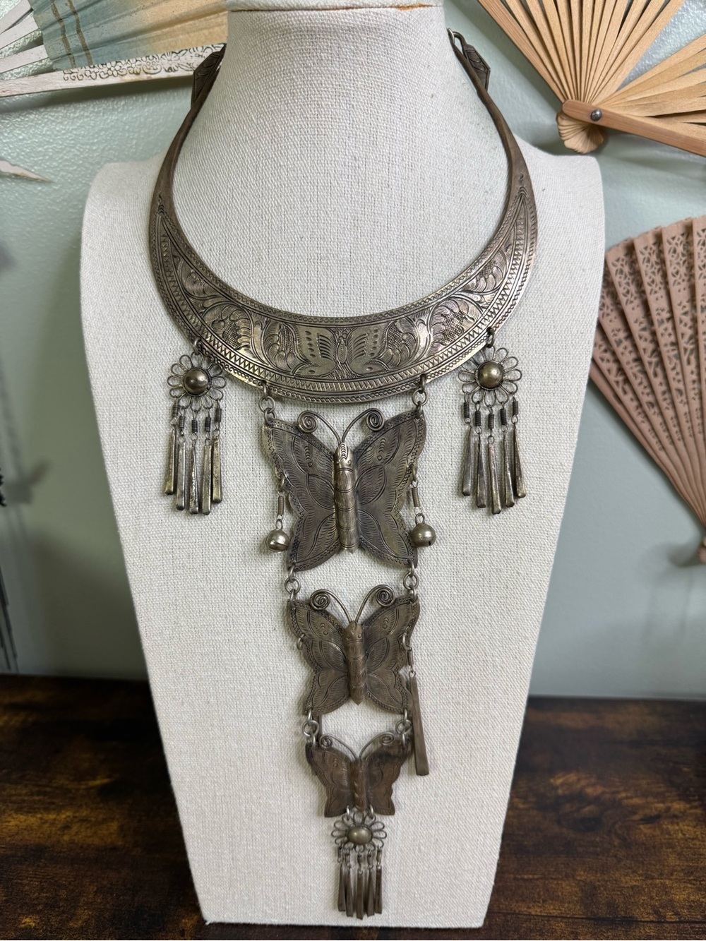 Vintage Ceremonial Butterfly Torque Necklace Tribal Hmong/Miao Style